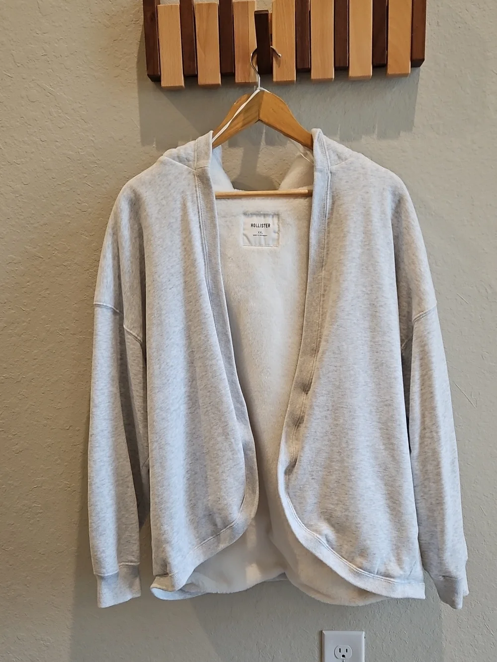 Hollister Heather Gray Open-Front Hooded Cardigan